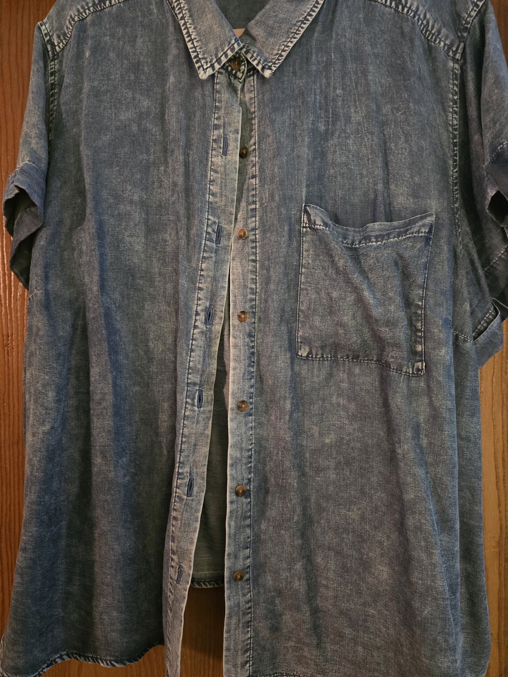 torrid Washed Denim Button-Down Shirt in Blue